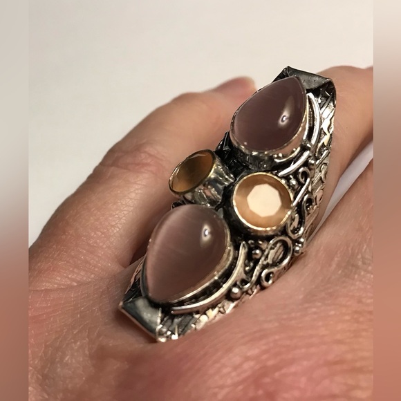 Chalcedony Morganite 925 Sterling Silver Ring - Picture 1 of 4
